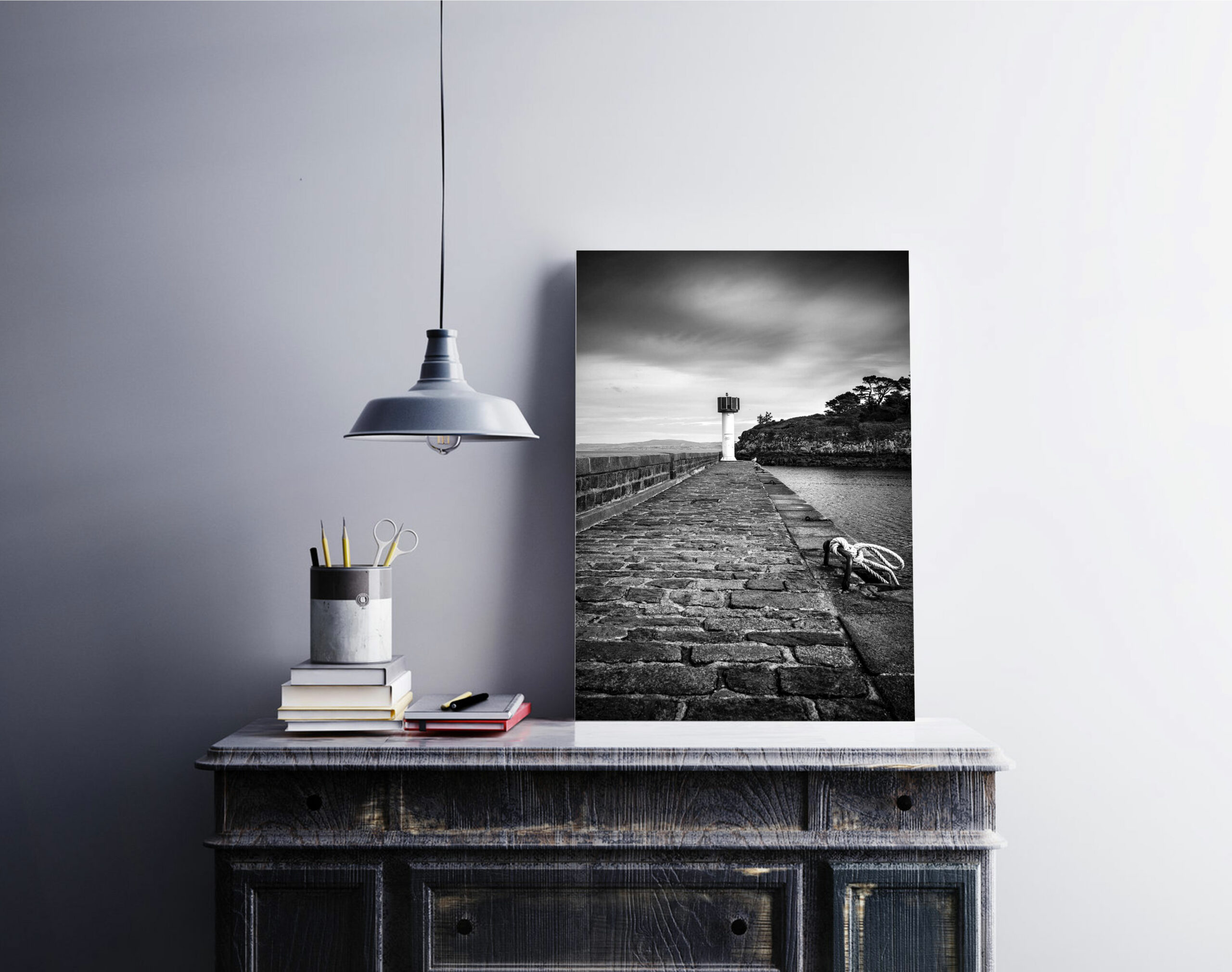 Photo Bretagne Tréboul Douarnenez – Digue du birou Image Noir et Blanc