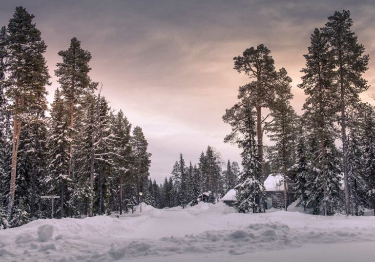 Tirage Photo Laponie – Finlande Paysage Neige Chalet en Couleur