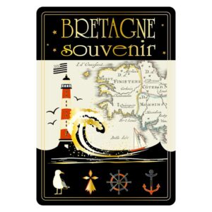 Carte Postale Bretagne Dorure à Chaud Vintage