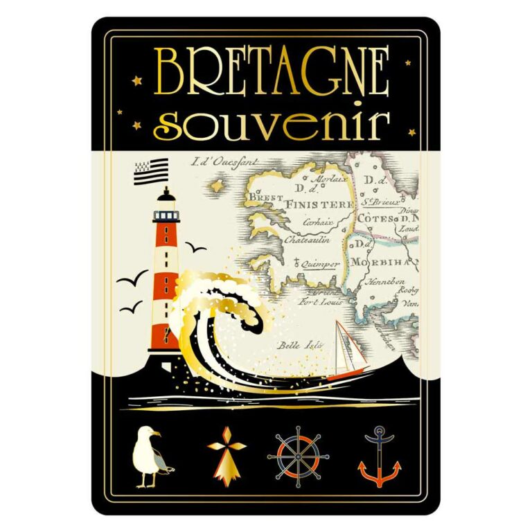 Carte Postale Bretagne Dorure à Chaud Vintage