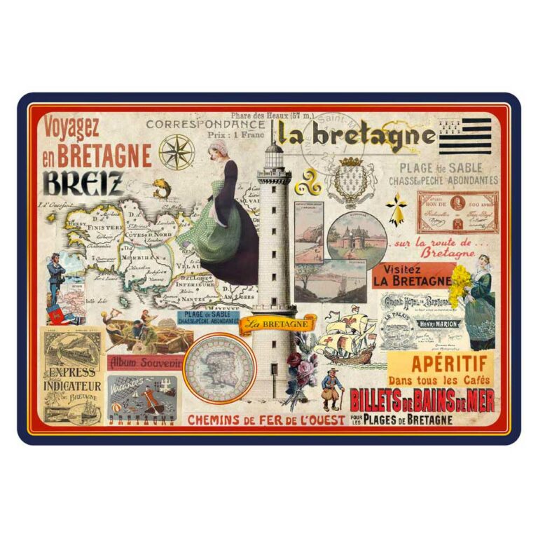 Carte Postale Bretagne Collage Vintage Dorure à Chaud