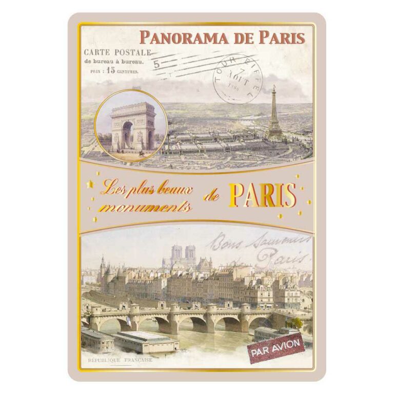 Carte Postale Panorama de Paris dorure à chaud