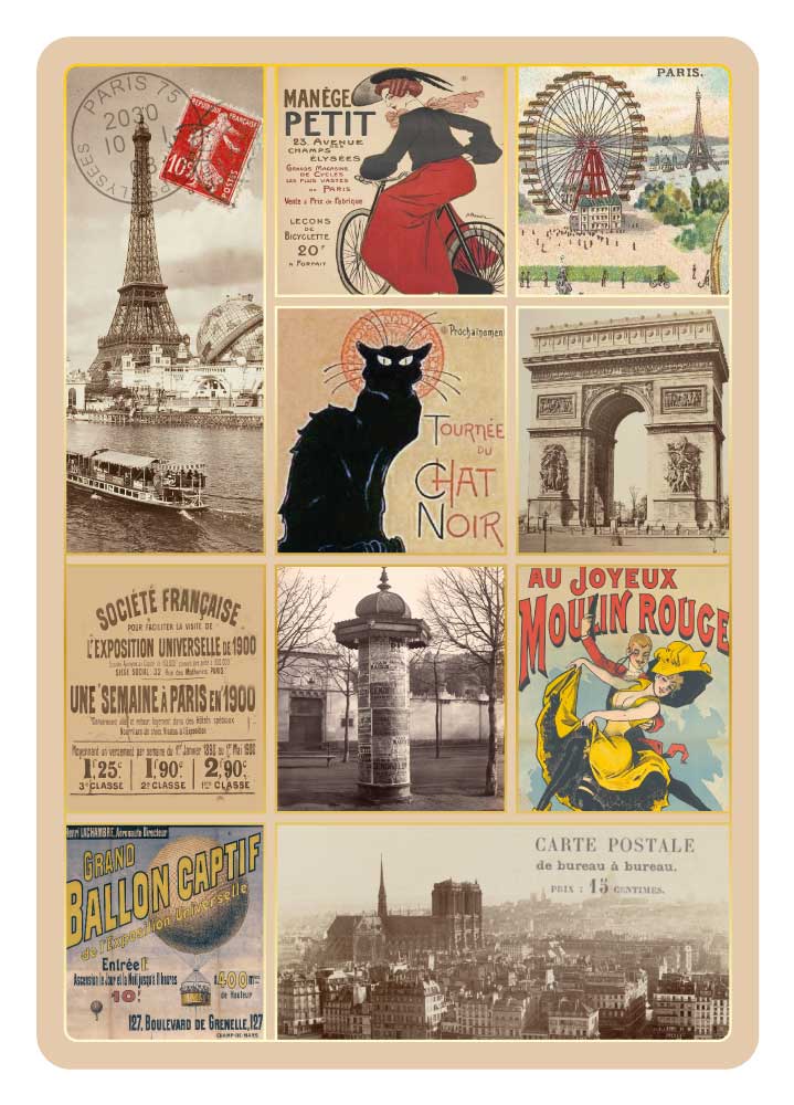 Carte Postale Paris Souvenir - Multivues Paris Chat Noir CPD 057