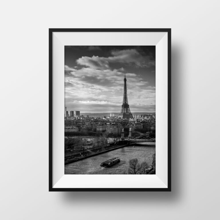 Photo Paris Noir et Blanc - Vue Aérienne Tour Eiffel & Seine