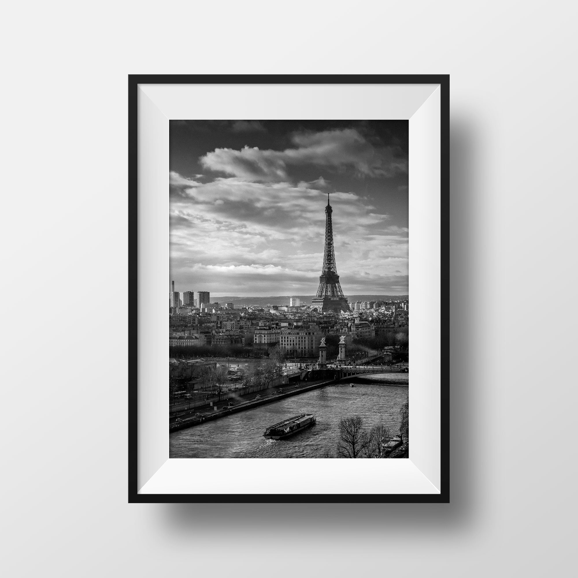Photo Paris Noir et Blanc - Vue Aérienne Tour Eiffel & Seine