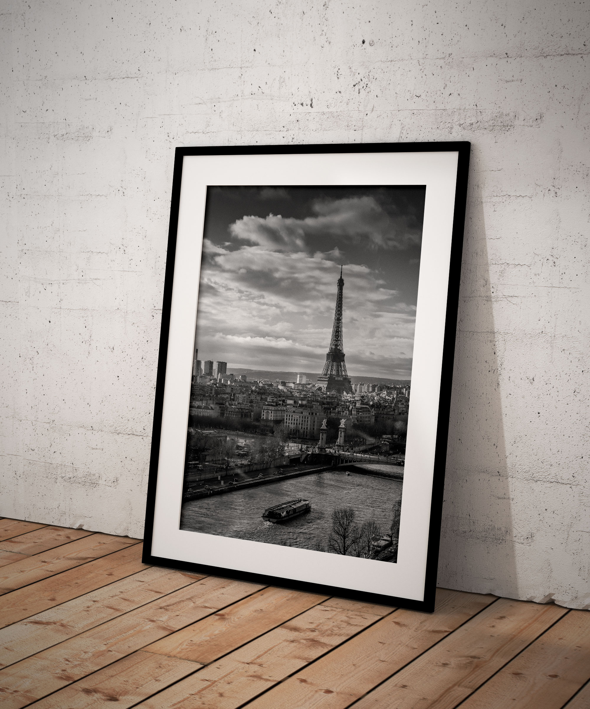 Photo Paris Tour Eiffel Noir et Blanc – Photographie Vue d'en Haut Image en Noir et Blanc Scène de Rue Affiche Poster Décoration Murale