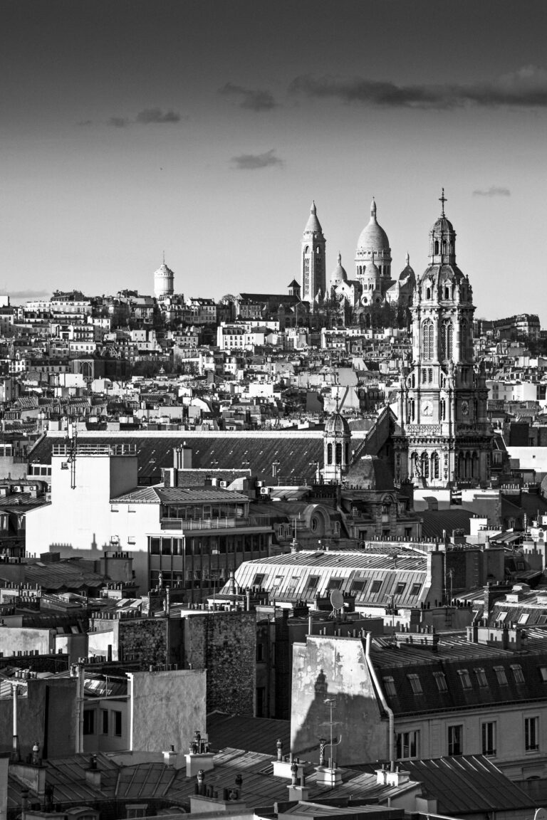 Tirage Photo Paris - Les Toits et Le Sacré Coeur Image en noir et blanc