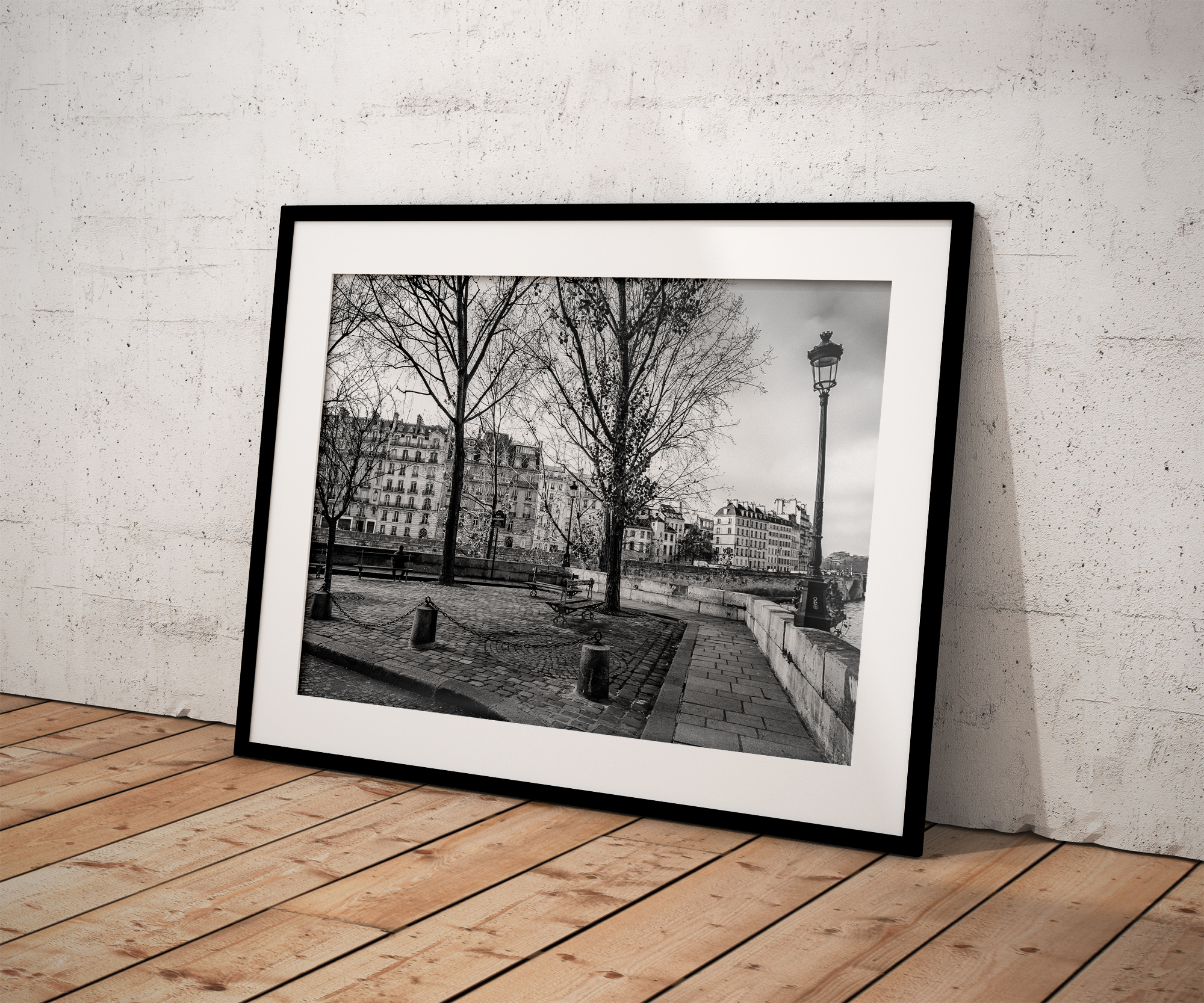 Tirage Photo Paris Ile Saint Louis - Place Louis Aragon Image en Noir et Blanc