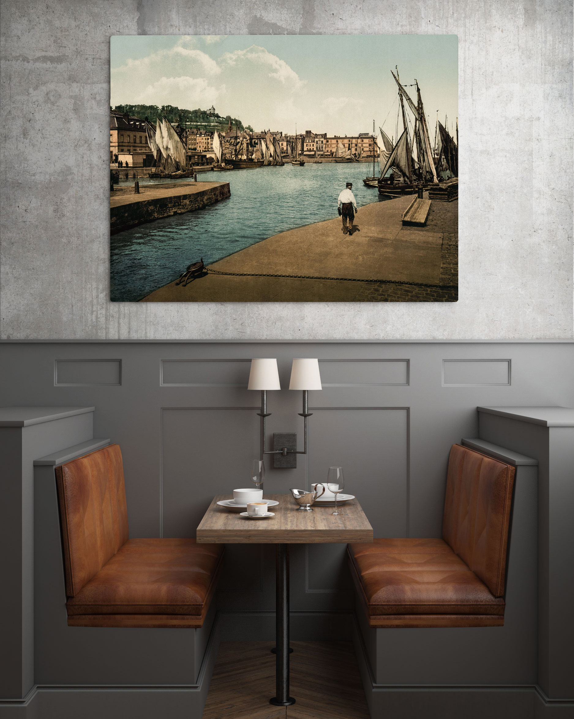 Scène du port de Honfleur en 1900 - photographie ancienne restaurée