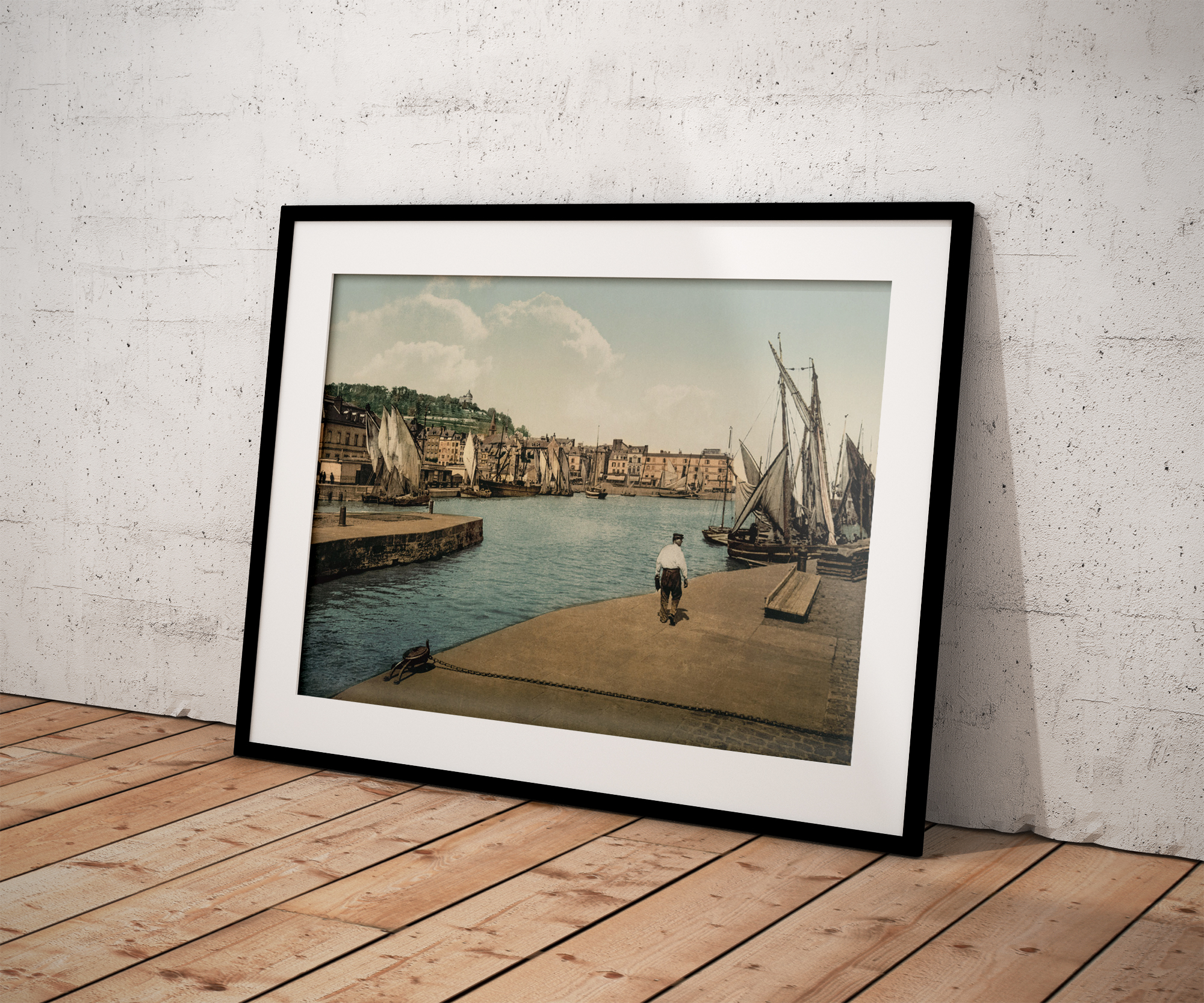 Scène du port de Honfleur en 1900 - photographie ancienne restaurée