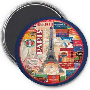 Magnet Paris vintage – Collage rétro hôtels & Tour Eiffel