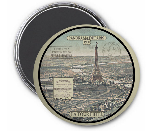 Magnet Paris vintage – Panorama de Paris 1900 • La Tour Eiffel