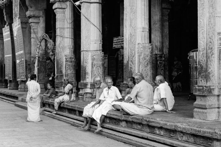 Inde Madurai Temple noir et blanc