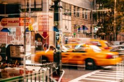 New-York Street Shot Reflection Yellow Cab New-York Street Shot Reflection Yellow Cab